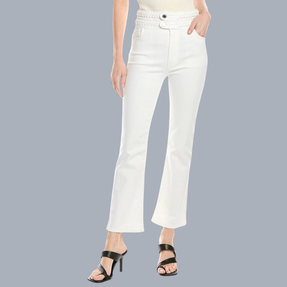 Derek Lam 10 Crosby Harlow Braided Waist Bootcut Jeans Plus Size 32 White
